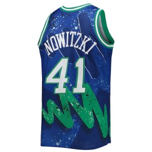 Men’s Dallas Mavericks Dirk Nowitzki Mitchell & Ness Blue Hardwood Classics 1998/99 Hyper Hoops Swingman Jersey