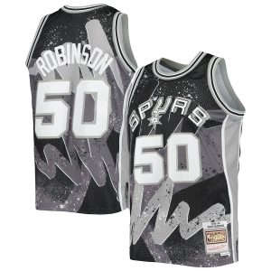 Men’s San Antonio Spurs David Robinson Mitchell & Ness Black Hardwood Classics 1998/99 Hyper Hoops Swingman Jersey