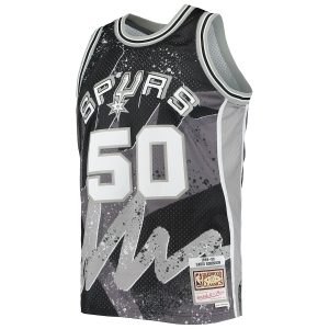 Men’s San Antonio Spurs David Robinson Mitchell & Ness Black Hardwood Classics 1998/99 Hyper Hoops Swingman Jersey