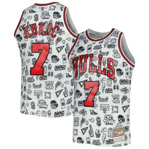 Men’s Chicago Bulls Toni Kukoc Mitchell & Ness White 1997/98 Hardwood Classics Doodle Swingman Jersey