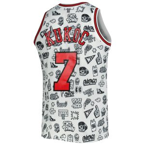 Men’s Chicago Bulls Toni Kukoc Mitchell & Ness White 1997/98 Hardwood Classics Doodle Swingman Jersey