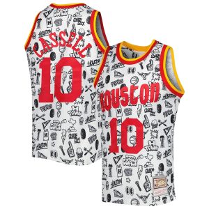 Men’s Houston Rockets Sam Cassell Mitchell & Ness White 1993/94 Hardwood Classics Doodle Swingman Jersey