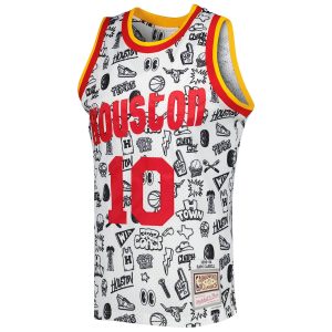 Men’s Houston Rockets Sam Cassell Mitchell & Ness White 1993/94 Hardwood Classics Doodle Swingman Jersey