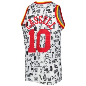 Men’s Houston Rockets Sam Cassell Mitchell & Ness White 1993/94 Hardwood Classics Doodle Swingman Jersey