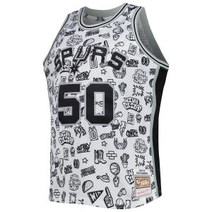 Men’s San Antonio Spurs David Robinson Mitchell & Ness White 1998/99 Hardwood Classics Doodle Swingman Player Jersey