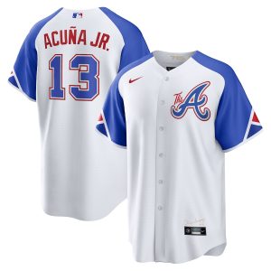 Men’s Atlanta Braves Ronald Acuña Jr. Nike White City Connect Replica Player Jersey