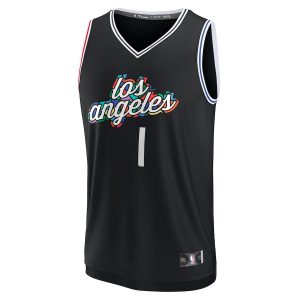 Men’s LA Clippers Reggie Jackson Fanatics Branded Black Fastbreak Jersey – City Edition