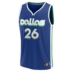 Men’s Dallas Mavericks Spencer Dinwiddie Fanatics Branded Blue Fastbreak Jersey – City Edition