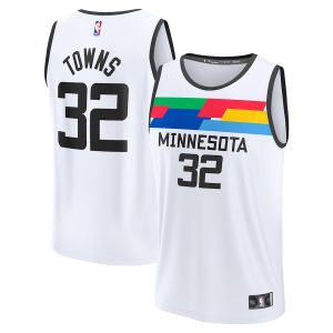 Men’s Minnesota Timberwolves Karl-Anthony Towns Fanatics Branded White Fastbreak Jersey – City Edition