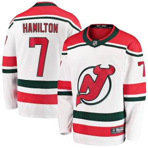 Men’s New Jersey Devils Dougie Hamilton Fanatics Branded White 2022/23 Heritage Premier Breakaway Jersey