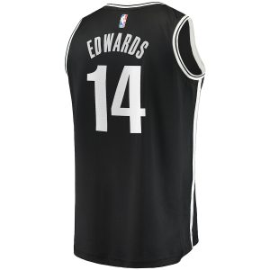 Men’s Brooklyn Nets Kessler Edwards Fanatics Branded Black Fast Break Replica Jersey – Icon Edition