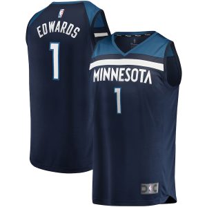 Men’s Minnesota Timberwolves Anthony Edwards Fanatics Branded Navy 2021/22 Fast Break Replica Jersey – Icon Edition