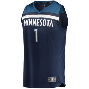 Men’s Minnesota Timberwolves Anthony Edwards Fanatics Branded Navy 2021/22 Fast Break Replica Jersey – Icon Edition