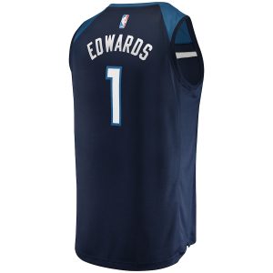 Men’s Minnesota Timberwolves Anthony Edwards Fanatics Branded Navy 2021/22 Fast Break Replica Jersey – Icon Edition