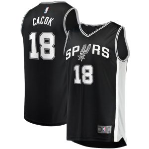 Men’s San Antonio Spurs Devontae Cacok Fanatics Branded Black Fast Break Replica Jersey – Icon Edition