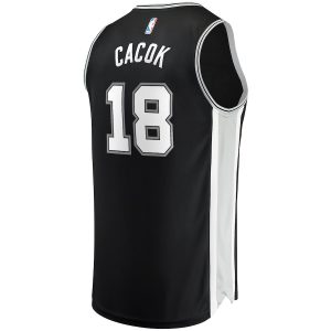 Men’s San Antonio Spurs Devontae Cacok Fanatics Branded Black Fast Break Replica Jersey – Icon Edition