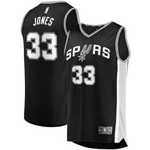 Men’s San Antonio Spurs Tre Jones Fanatics Branded Black Fast Break Replica Jersey – Icon Edition