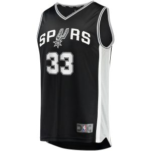 Men’s San Antonio Spurs Tre Jones Fanatics Branded Black Fast Break Replica Jersey – Icon Edition