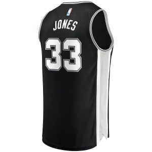 Men’s San Antonio Spurs Tre Jones Fanatics Branded Black Fast Break Replica Jersey – Icon Edition