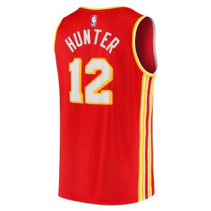 Men’s Atlanta Hawks De’Andre Hunter Fanatics Branded Red Fast Break Replica Jersey – Icon Edition