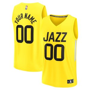 Men’s Utah Jazz Fanatics Branded Yellow Fast Break Replica Custom Jersey – Icon Edition