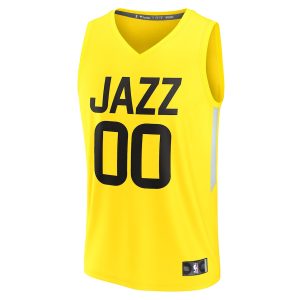 Men’s Utah Jazz Fanatics Branded Yellow Fast Break Replica Custom Jersey – Icon Edition