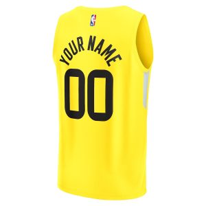 Men’s Utah Jazz Fanatics Branded Yellow Fast Break Replica Custom Jersey – Icon Edition