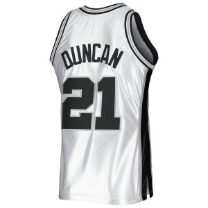 Men’s San Antonio Spurs Tim Duncan Mitchell & Ness Platinum 1998/99 Hardwood Classics 75th Anniversary Swingman Jersey