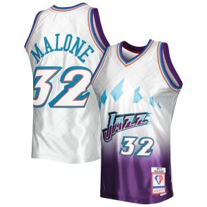 Men’s Utah Jazz Karl Malone Mitchell & Ness Platinum 1996/97 Hardwood Classics 75th Anniversary Swingman Jersey