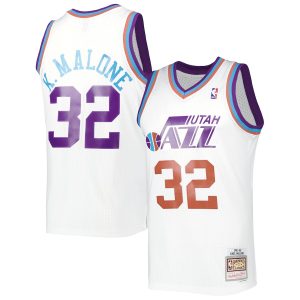 Men’s Utah Jazz Karl Malone Mitchell & Ness White 1991/92 Hardwood Classics Reload 3.0 Swingman Jersey