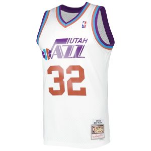 Men’s Utah Jazz Karl Malone Mitchell & Ness White 1991/92 Hardwood Classics Reload 3.0 Swingman Jersey