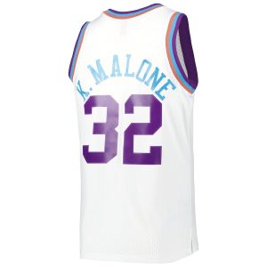 Men’s Utah Jazz Karl Malone Mitchell & Ness White 1991/92 Hardwood Classics Reload 3.0 Swingman Jersey