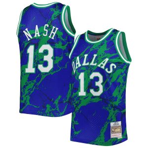 Men’s Dallas Mavericks Steve Nash Mitchell & Ness Blue 1998/99 Hardwood Classics Marble Swingman Jersey