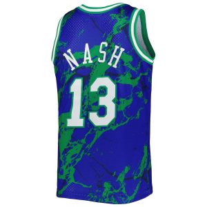 Men’s Dallas Mavericks Steve Nash Mitchell & Ness Blue 1998/99 Hardwood Classics Marble Swingman Jersey