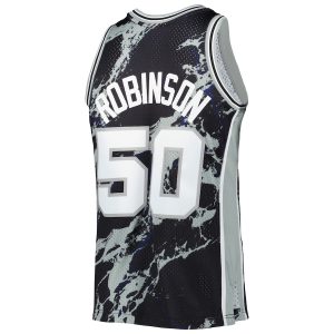 Men’s San Antonio Spurs David Robinson Mitchell & Ness Black 1998/99 Hardwood Classics Marble Swingman Jersey