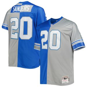 Men’s Detroit Lions Barry Sanders Mitchell & Ness Blue/Silver Big & Tall Split Legacy Retired Player Replica Jersey