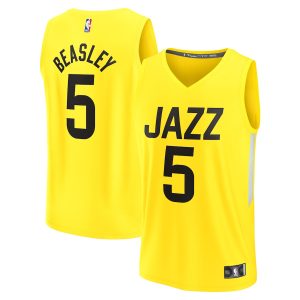 Men’s Utah Jazz Malik Beasley Fanatics Branded Yellow Fast Break Replica Jersey – Icon Edition