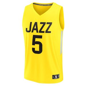 Men’s Utah Jazz Malik Beasley Fanatics Branded Yellow Fast Break Replica Jersey – Icon Edition