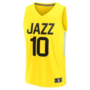 Men’s Utah Jazz Leandro Bolmaro Fanatics Branded Yellow Fast Break Replica Jersey – Icon Edition