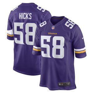 Men’s Minnesota Vikings Jordan Hicks Nike Purple Game Player Jersey