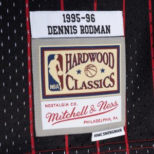 Men’s Chicago Bulls Dennis Rodman Mitchell & Ness Red/Black Hardwood Classics 1995/96 Split Swingman Jersey