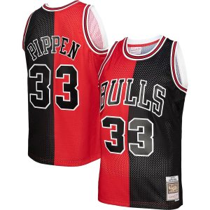 Men’s Chicago Bulls Scottie Pippen Mitchell & Ness Red/Black Hardwood Classics 1997/98 Split Swingman Jersey