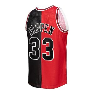 Men’s Chicago Bulls Scottie Pippen Mitchell & Ness Red/Black Hardwood Classics 1997/98 Split Swingman Jersey