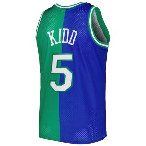 Men’s Dallas Mavericks Jason Kidd Mitchell & Ness Blue/Green Hardwood Classics 1994/95 Split Swingman Jersey