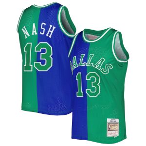 Men’s Dallas Mavericks Steve Nash Mitchell & Ness Blue/Green Hardwood Classics 1998/99 Split Swingman Jersey