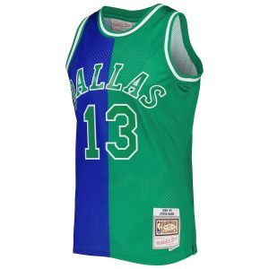 Men’s Dallas Mavericks Steve Nash Mitchell & Ness Blue/Green Hardwood Classics 1998/99 Split Swingman Jersey