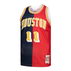 Men’s Houston Rockets Yao Ming Mitchell & Ness Navy/Red Hardwood Classics 2004/05 Split Swingman Jersey