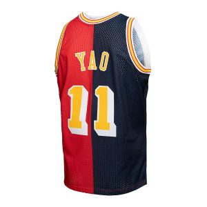 Men’s Houston Rockets Yao Ming Mitchell & Ness Navy/Red Hardwood Classics 2004/05 Split Swingman Jersey