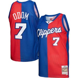 Men’s LA Clippers Lamar Odom Mitchell & Ness Royal/Red Hardwood Classics 2000/01 Split Swingman Jersey