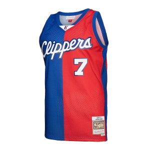 Men’s LA Clippers Lamar Odom Mitchell & Ness Royal/Red Hardwood Classics 2000/01 Split Swingman Jersey